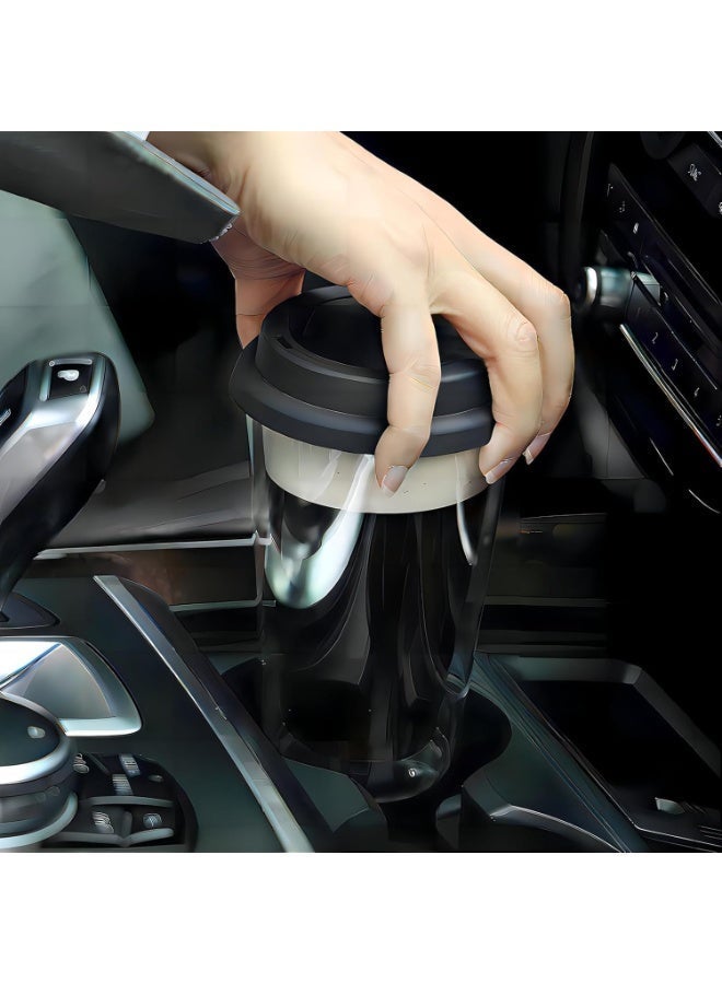 Clear Double Walled Glass Coffee mugs with Lids, Glass Iced Coffee Cups with lids, travel coffee mug, Reusable coffee glasses cups for Morning Coffee, Hot or Cold Drink，12 OZ 2 Packs - Image 2