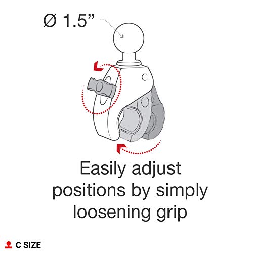 RAM Mounts RAP-400U Tough-Claw Small Clamp Ball Base with C Size 1.5" Ball for Rails 0.625" to 1.14" in Diameter - Image 5