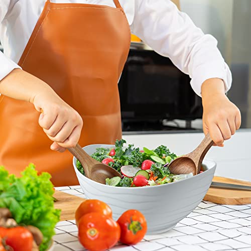 KITEISCAT Extra Large Elegant Ceramic Oval Salad Bowl Set with Premium Acacia Wood Salad Serving Utensils - Large Capacity, Stylish and Practical, Kitchen Must-Have - Image 4