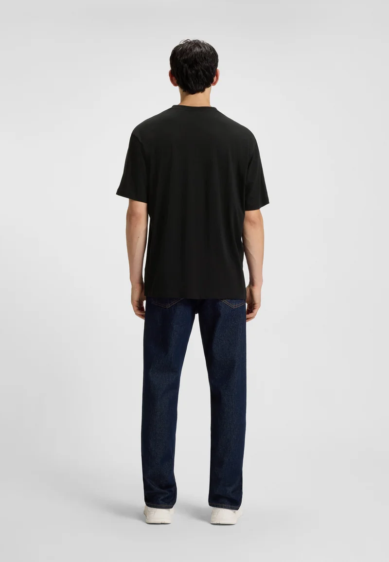 هوجو تيشيرت قطن بطبعة شعار أزرق