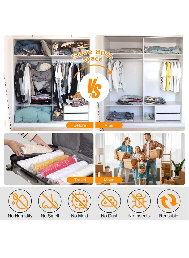 6PCS Storage Bags Space Saver Bags Vacuum Sealer Bags for Clothes Storage Compression Sealed Bags for Travel Comforters Blankets Bedding (Small)  - Image 5
