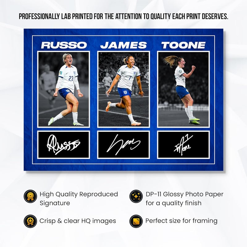 RJR PRINTS England Lionesses Signed A4 Montage Photo Print - Image 3