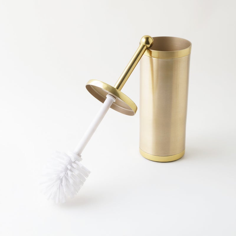 Homez aluminium toilet brush holder, gold 10*10*40 cm - Image 4