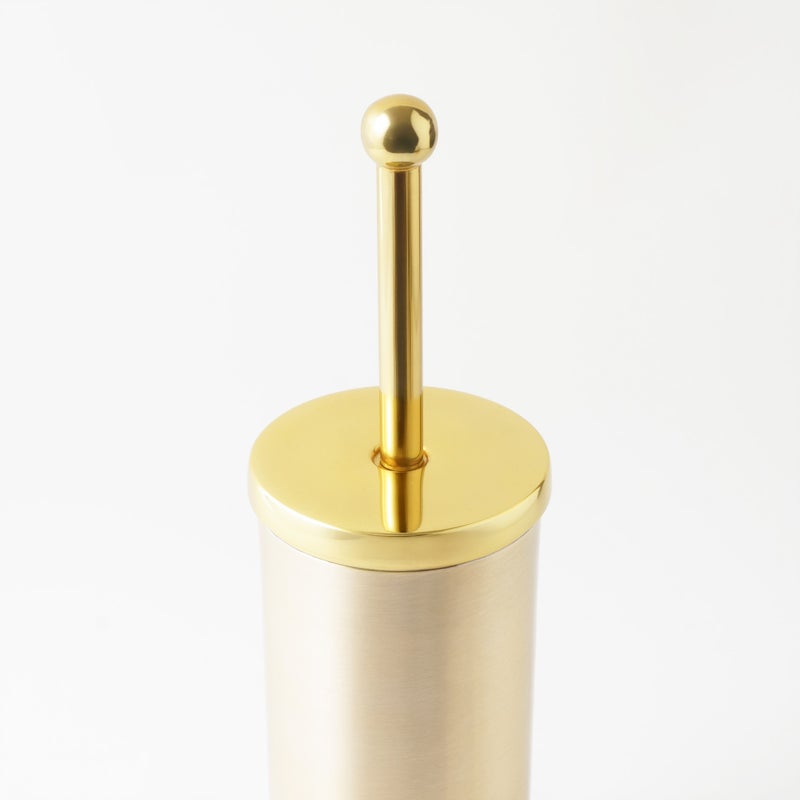 Homez aluminium toilet brush holder, gold 10*10*40 cm - Image 2