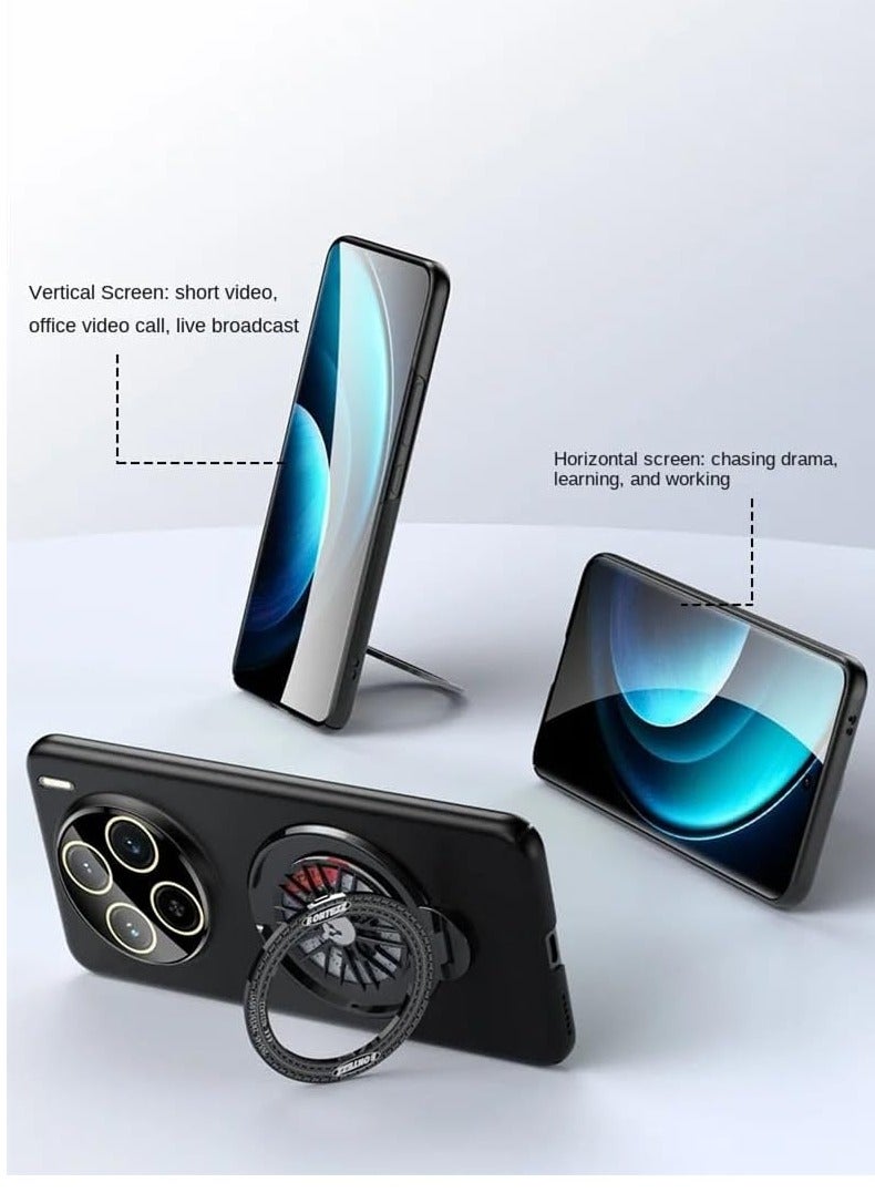 general Protective Case Compatible Vivo X100 Pro 5G with Ring Stand 【Wireless Charging Support】 Hard PC Matte Back Cover Magnetic Stand - Image 2