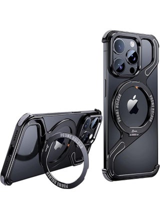 Z Shape Metal Stand Case for iPhone 15 Pro Max, Frameless Design with 120° Flip Kickstand, Compatible with MagSafe, Shockproof Protection,Black,15 Pro Max - pzsku/ZBC114E841C5EE1EF5E35Z/45/_/1726130040/1449191e-2364-474b-bdd6-69655d406de2
