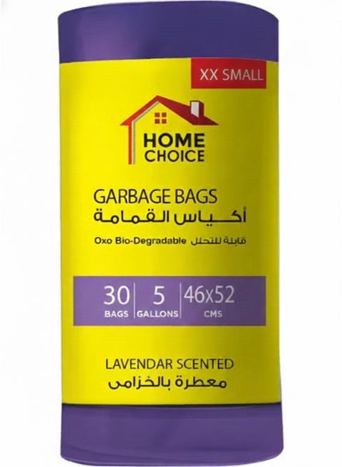 5 جالونات من أكياس القمامة المعطرة - لافندر، عبوة من 90 قطعة، الحجم 46*52 سم (30 كيس قمامة × 3 لفات معطرة)