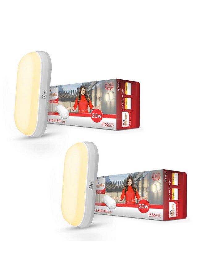 Murphy 20W LED Oval Shape Bulkhead Wall Lamp | IP66 Waterproof Outdoor Light for Gardens, Porches & Bathrooms | Warm White, Pack of 2 | 2-Year Warranty - Image 1