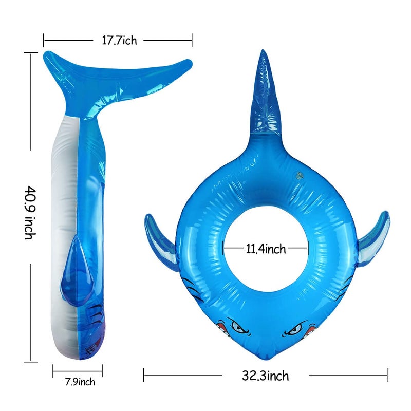LAFALA Pool Floats Kids Shark Floaties Inflatable Pool Swim Lounger Raft Summer Swimming Ring Pool Toys for Adults Kids - Image 5