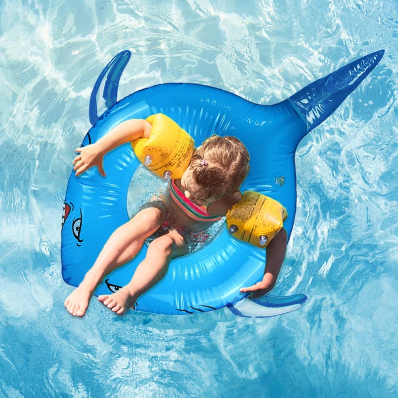 LAFALA Pool Floats Kids Shark Floaties Inflatable Pool Swim Lounger Raft Summer Swimming Ring Pool Toys for Adults Kids - Image 3