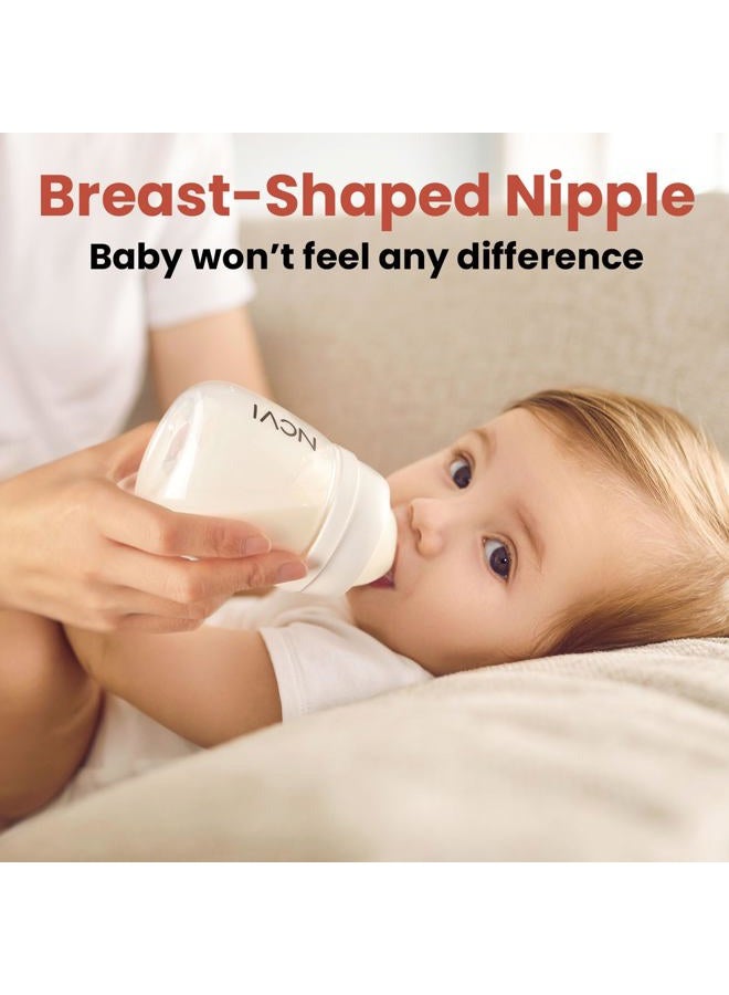 NCVI Baby Bottles, Milk Bottles Set Compatible with NCVI Electric Pump 8102/8100/8122/8116/8128/8129, Includes Nipples and Lids, Breastmilk Collection, Storage and Feeding, 6oz/180ml, 2 Pack - Image 2