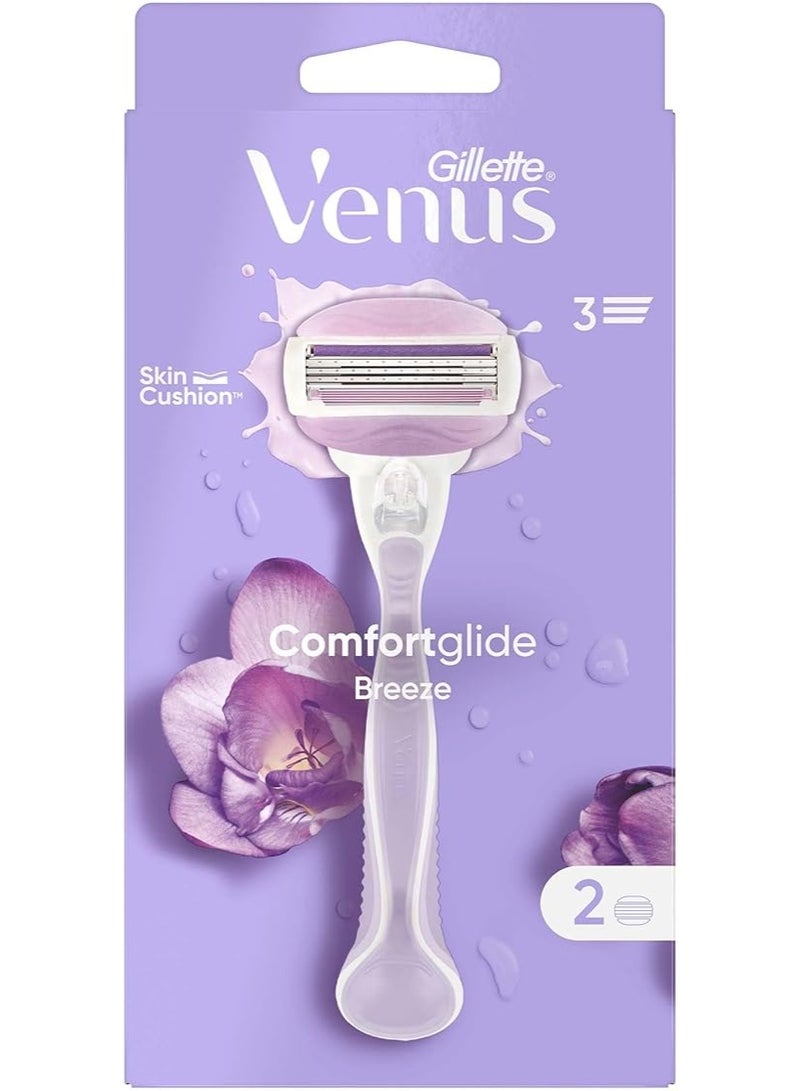 ماكينة حلاقة بريز 2 في 1 بمقبض للنساء مع شفرتين قابلتين للتعبئة - Image 1