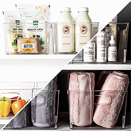 BINO | Plastic Storage Bins - 4 Pack | THE LODGE COLLECTION | Clear Storage | Containers for Organizing with Handles | Pantry Kitchen Organization | Fridge Organizer | Bathroom | Shelves Cabinet - Image 5