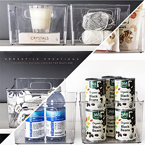 BINO | Plastic Storage Bins - 4 Pack | THE LODGE COLLECTION | Clear Storage | Containers for Organizing with Handles | Pantry Kitchen Organization | Fridge Organizer | Bathroom | Shelves Cabinet - Image 4
