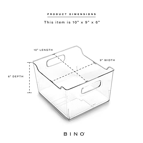 BINO | Plastic Storage Bins - 4 Pack | THE LODGE COLLECTION | Clear Storage | Containers for Organizing with Handles | Pantry Kitchen Organization | Fridge Organizer | Bathroom | Shelves Cabinet - Image 3
