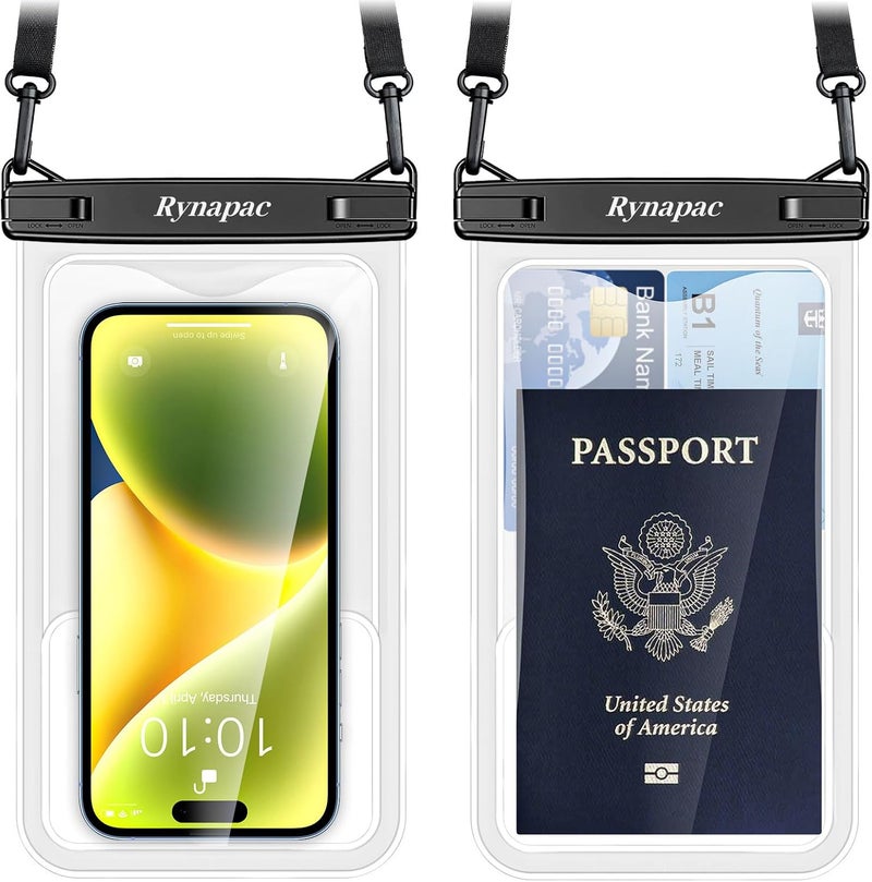 Rynapac Waterproof Phone Pouch - 8.5in Waterproof Phone Case with Lanyard, IPX8 Cell Phone Dry Bag Beach Essentials for iPhone 16 15 14 13 12 Pro Max, Galaxy S24 S23 S22 S21 Series, 2 Pack - Image 1