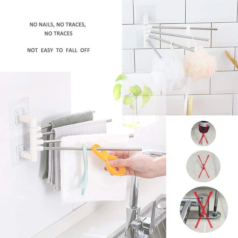 LNT Stainless Steel Self Adhesive 4 Arm Bathroom Swing Hanger Towel RackHolder for BathroomTowel StandRotating Towel RackBathroom AccessoriesTowel Rods for Bathroom and Kitchen - Image 5