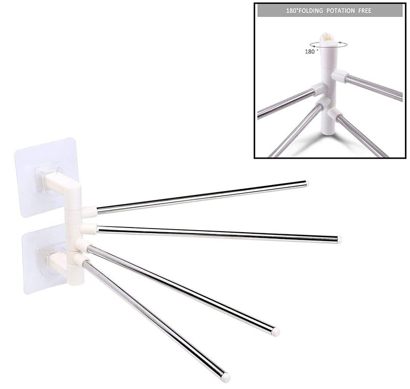 LNT Stainless Steel Self Adhesive 4 Arm Bathroom Swing Hanger Towel RackHolder for BathroomTowel StandRotating Towel RackBathroom AccessoriesTowel Rods for Bathroom and Kitchen - Image 3