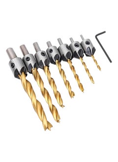 NIBEMINENT 7-Piece Countersink Drill Bit With Wrench Set Gold 3, 4, 5, 6, 7, 8, 10millimeter  - Image 2