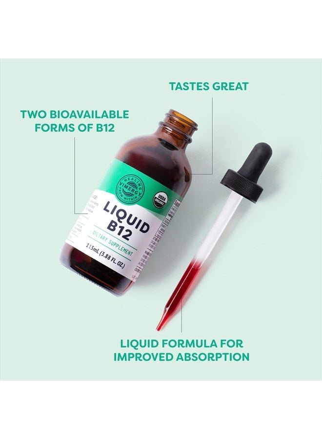 Vimergy فيتامين ب12 السائل العضوي من وزارة الزراعة الأمريكية، 115 حصة – خالي من الكحول - يدعم طاقة الدماغ، الجهاز العصبي، الإدراك، الذاكرة – خالي من الغلوتين، غير معدّل وراثيًا، نباتي، باليو، بنكهة حلوة طبيعية (115 مل) - Image 3