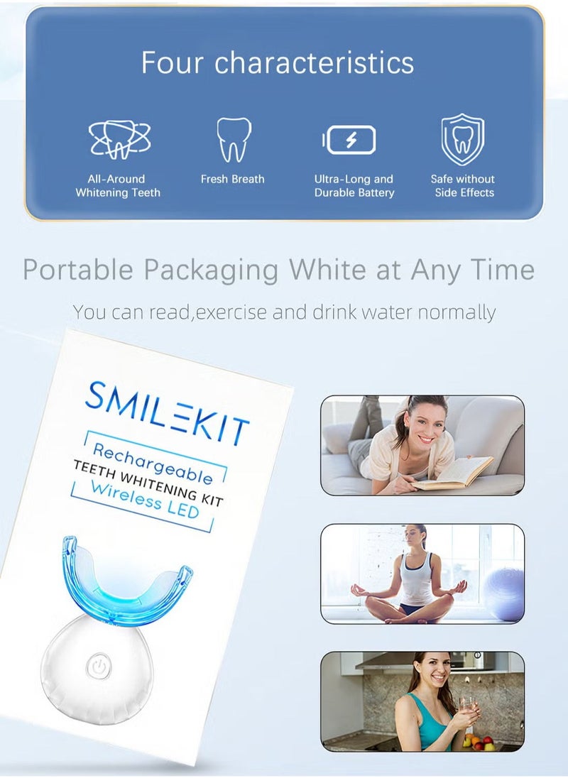 SMILEKIT Wireless Teeth Whitening Kit with 4 Teeth Whitening Gel Pen with Carbamide Peroxide Whitening Agent - 16x More Powerful LED Accelerator Light - for Sensitive Teeth Gums Braces Care Oral Care-White  - Image 4