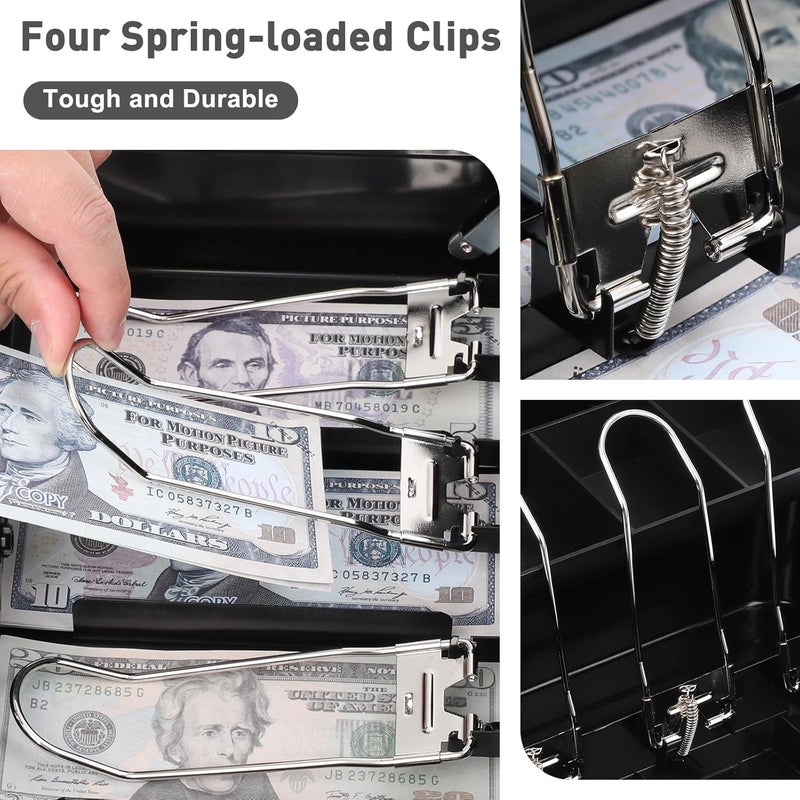 KYODOLED Large Cash Box with Combination Lock,Money Box with Cash Tray, Lock Safe Box with Key,Money Saving Organizer,11.81Lx 9.45Wx 3.54H Inches,Black XL Large - Image 2