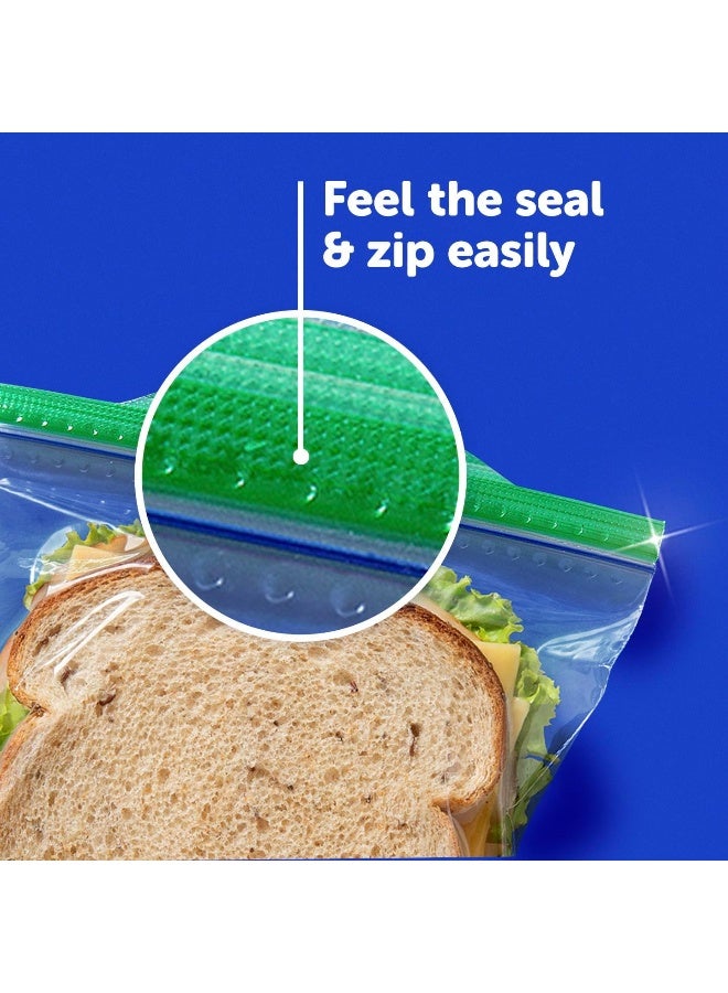 Ziploc Sandwich Bags with EasyGuide Texture, Plastic Storage Bags with Grip 'N Seal Technology, 90 Count - Image 3