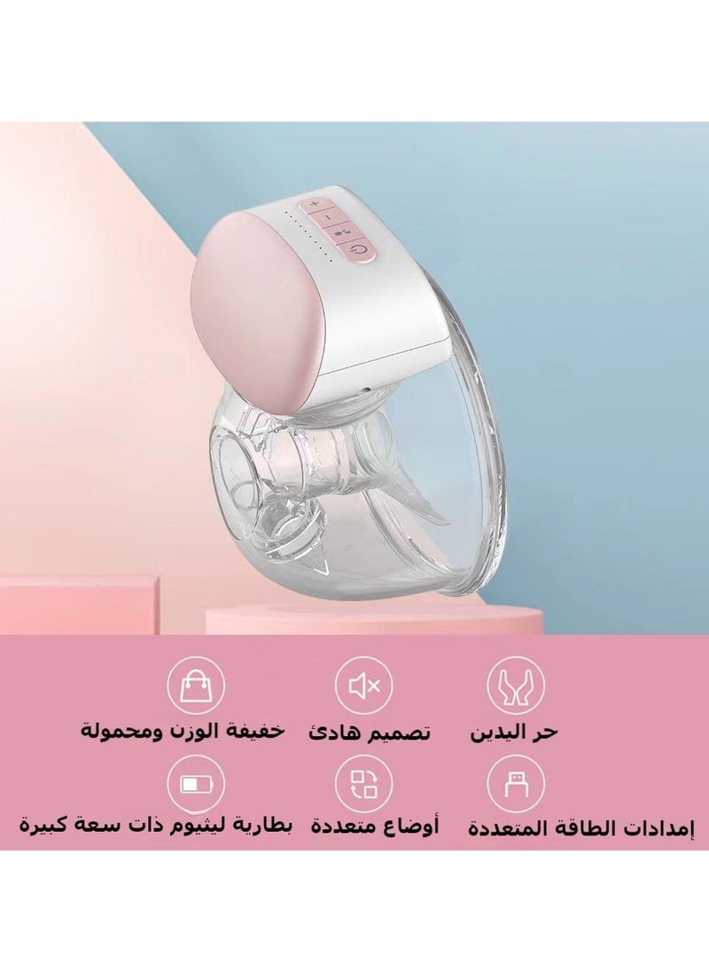 بيبيباو مجموعتان من مضخة السيدات القابلة للارتداء بدون استخدام اليدين الكهربائية المحمولة وكأس  القابل للارتداء بسعة 8 أونصة/ 240 مل خالية من مادة BPA و3 أوضاع و10 مستويات شفط وجامع حليب الرضاعة الطبيعية المريح، باللون الوردي  - Image 4