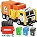JOYIN Large Friction Powered Garbage Truck Toy Set Includes Dumpster Trash Bins and Learning Cards for Kids Orange - Image 3