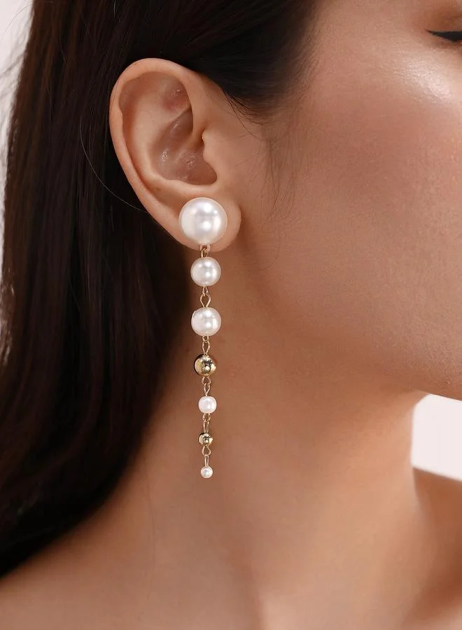 تايك تو Faux Pearl Dangle Earrings
