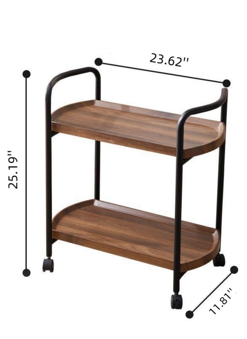 Living Room Center Table, Hotel Restaurant Delivery Cart, Double-Layer Solid Wood Wine Cart, Sofa Tables, Tea Cart, Dim Sum Cart, Cake Cart, walnut color