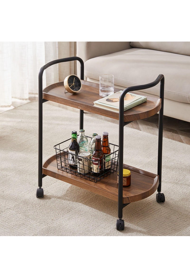 Living Room Center Table, Hotel Restaurant Delivery Cart, Double-Layer Solid Wood Wine Cart, Sofa Tables, Tea Cart, Dim Sum Cart, Cake Cart, walnut color