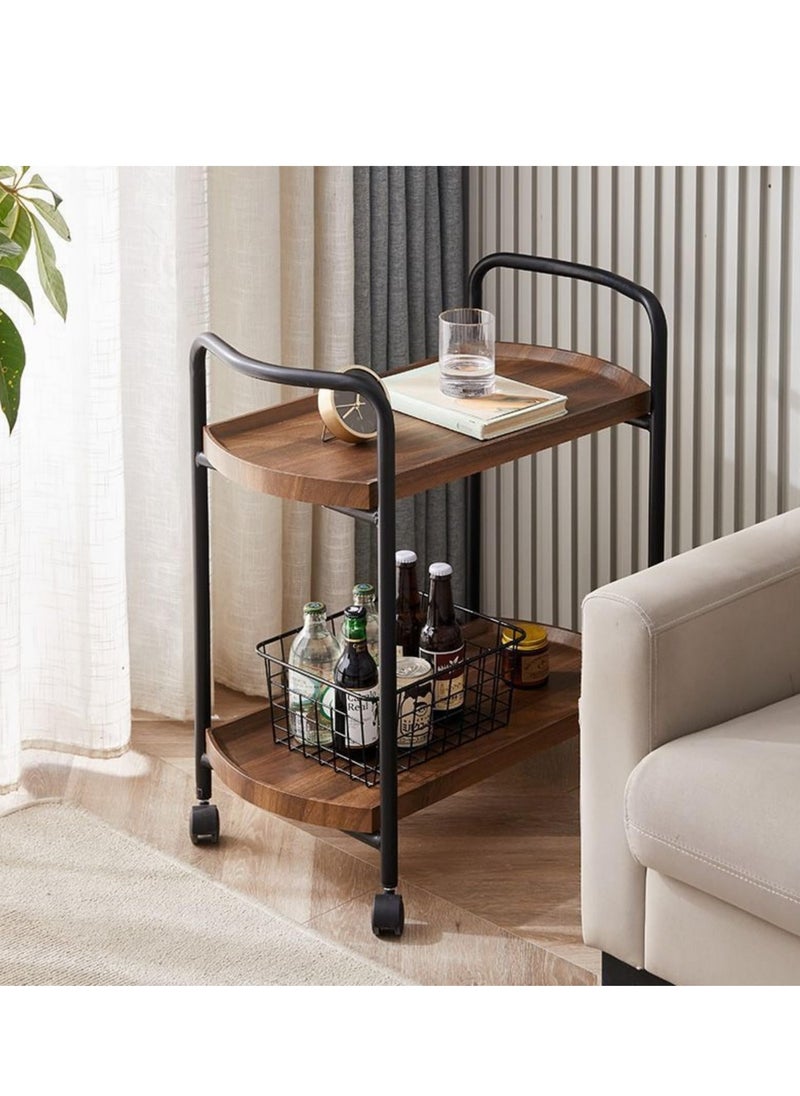 Living Room Center Table, Hotel Restaurant Delivery Cart, Double-Layer Solid Wood Wine Cart, Sofa Tables, Tea Cart, Dim Sum Cart, Cake Cart, walnut color