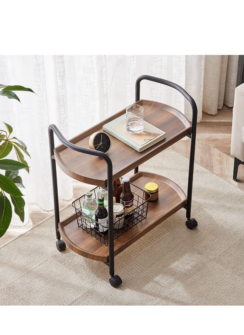 Living Room Center Table, Hotel Restaurant Delivery Cart, Double-Layer Solid Wood Wine Cart, Sofa Tables, Tea Cart, Dim Sum Cart, Cake Cart, walnut color
