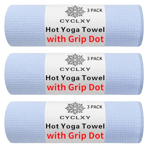 CYCLXY 3 Pack Yoga Mat Towels with Grip Dot, Hot Yoga Towel Non Slip Yoga Mat Towel Non-Slip Sweat Absorbent Anti-Slip Yoga Towel for Bikram,Pilates - Image 1