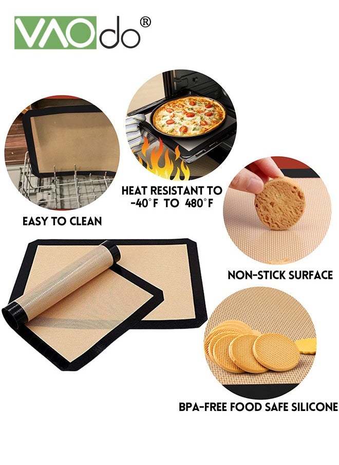 VAOdo - 2 Pack Silicone Baking Mat Reusable Baking Mat Non-Stick Food Safe Silicone Mats for Baking Oven Baking Sheet for Making Cookies Macaroons Bread Black - Image 1