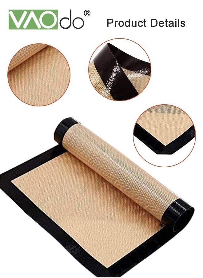 VAOdo - 2 Pack Silicone Baking Mat Reusable Baking Mat Non-Stick Food Safe Silicone Mats for Baking Oven Baking Sheet for Making Cookies Macaroons Bread Black - Image 1