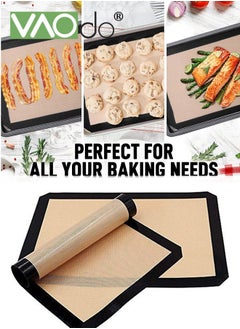 VAOdo 2 Pack Silicone Baking Mat Reusable Baking Mat Non-Stick Food Safe Silicone Mats for Baking Oven Baking Sheet for Making Cookies Macaroons Bread Black  - Image 1