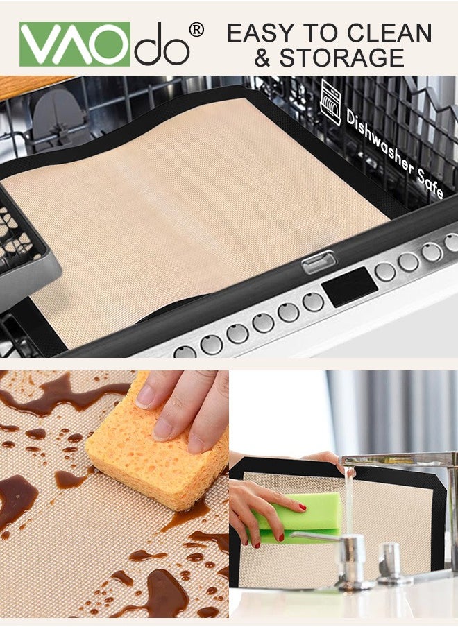 VAOdo - 2 Pack Silicone Baking Mat Reusable Baking Mat Non-Stick Food Safe Silicone Mats for Baking Oven Baking Sheet for Making Cookies Macaroons Bread Black - Image 1