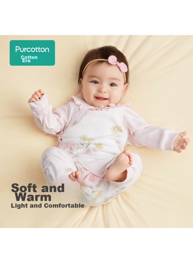 Purcotton Ultra-soft Baby Clothes, Infant Spring And Autumn Antibacterial Wind-soft Cotton Onesie, Newborn Pajamas, Autumn Porcelain Pink, Size 73 - Image 3