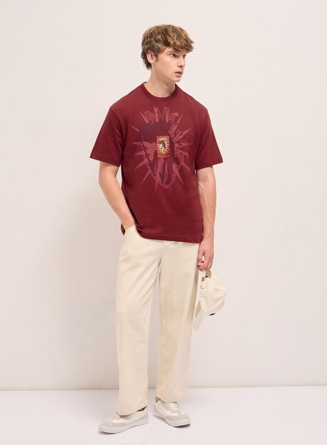 THE BEAR HOUSE Men's Red Oversize Abstract Heart Printed Crew Neck T-shirt Perfect For Casual Wear, Gym, Travel, Or Layering Stylish And Versatile Essential For Every Wardrobe - Image 5