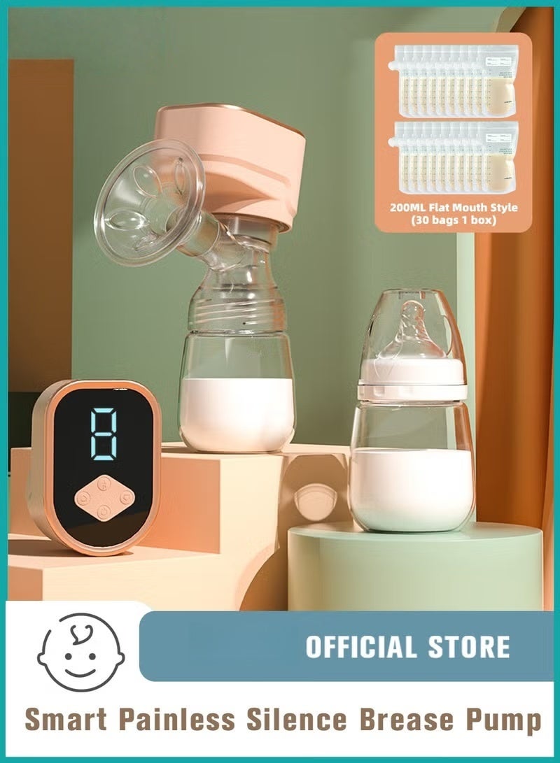 HOOKOR Electric Wearable Hands-Free Breast Pump With 30 PCS Breastmilk Storage Bags, Low Noise, Painless, LED Display, 3 Modes And 9 Levels