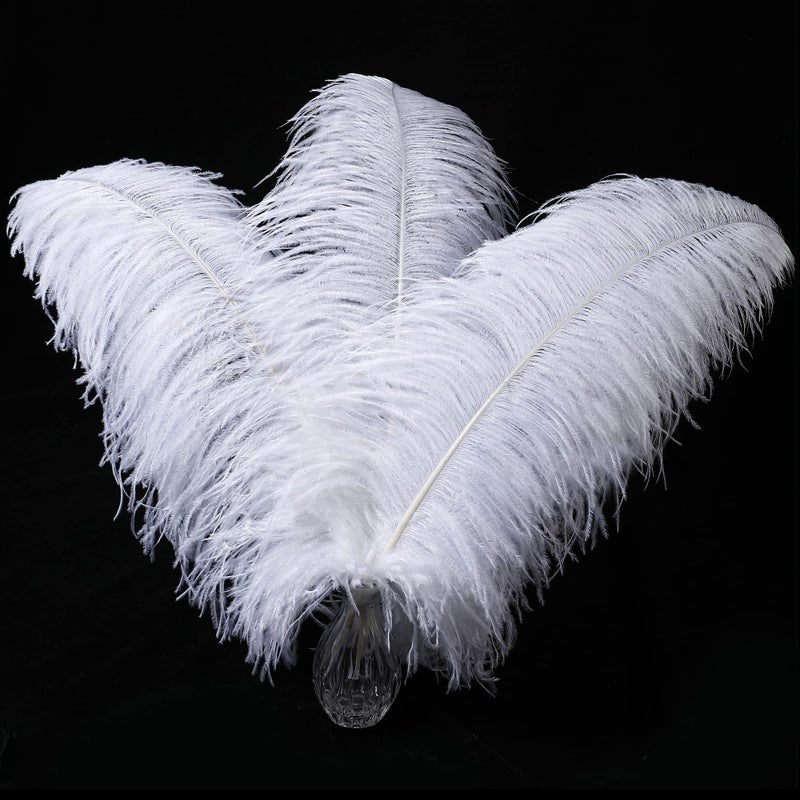 Larryhot White Large Ostrich Feathers 1618 inch 10pcs Feathers for VaseWedding Party Centerpieces and Home Decorations White