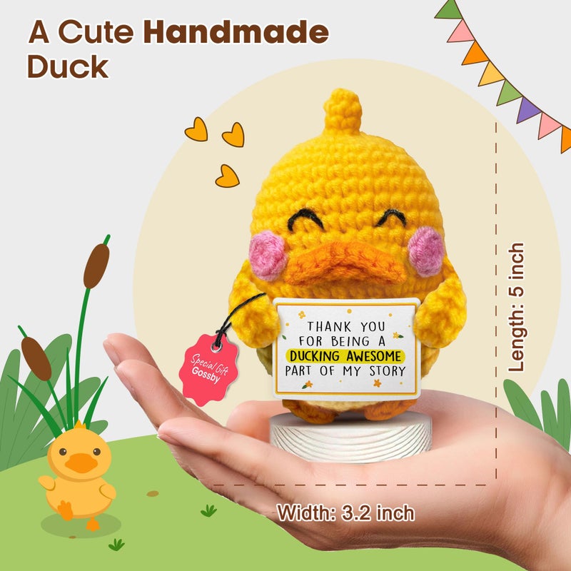 Gossby Inspirational Gift for Women - Handmade Positive Duck Crochet - Thank You for Being Awesome Part - Christmas, Birthday, Appreciation Thank You Gift Coworker, Sister, Friend, Teacher - Image 3