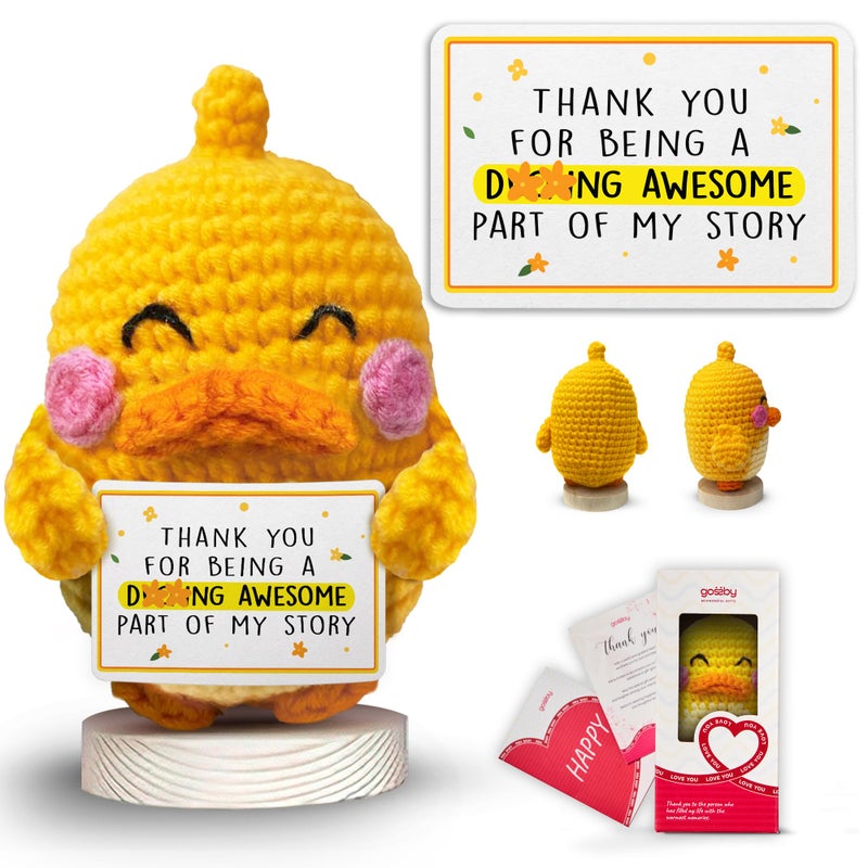 Gossby Inspirational Gift for Women - Handmade Positive Duck Crochet - Thank You for Being Awesome Part - Christmas, Birthday, Appreciation Thank You Gift Coworker, Sister, Friend, Teacher - Image 1