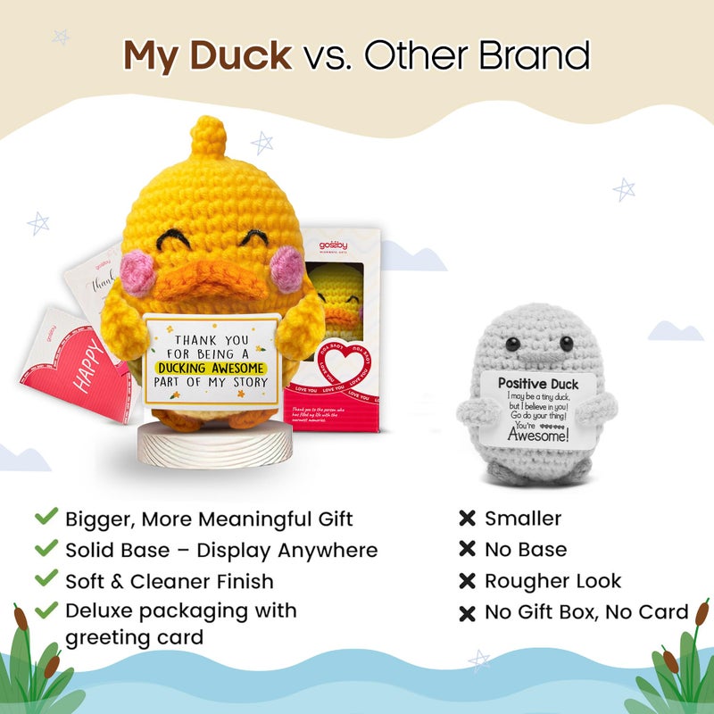 Gossby Inspirational Gift for Women - Handmade Positive Duck Crochet - Thank You for Being Awesome Part - Christmas, Birthday, Appreciation Thank You Gift Coworker, Sister, Friend, Teacher - Image 2