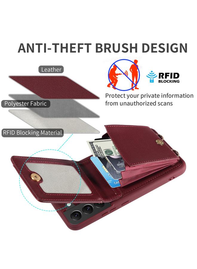 S-TOP Case For Samsung Galaxy S21+ 5G Crossbody Lanyard Zipper Wallet Leather Phone Case - Image 4