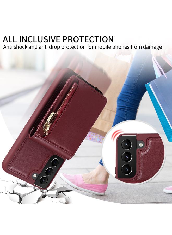 S-TOP Case For Samsung Galaxy S21+ 5G Crossbody Lanyard Zipper Wallet Leather Phone Case - Image 5