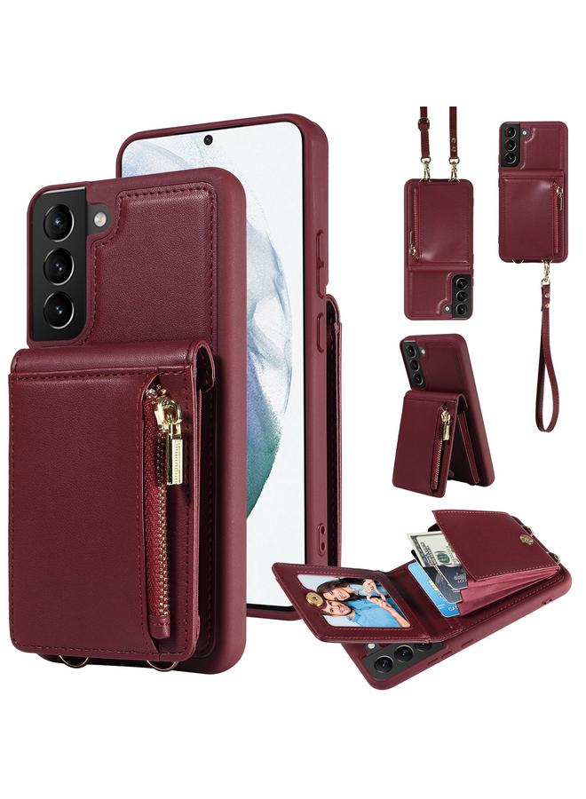 S-TOP Case For Samsung Galaxy S21+ 5G Crossbody Lanyard Zipper Wallet Leather Phone Case - Image 1