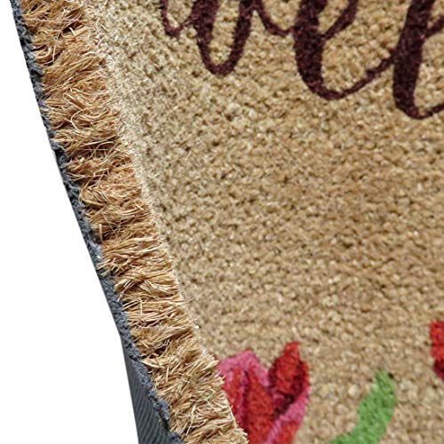 ATMAH Tulip Welcome Coir Door Mat 60 x 40 cm | Anti Slip PVC Backing | Dirt Trapper | Indoor & Covered Outdoor Entrance Mat - Image 3